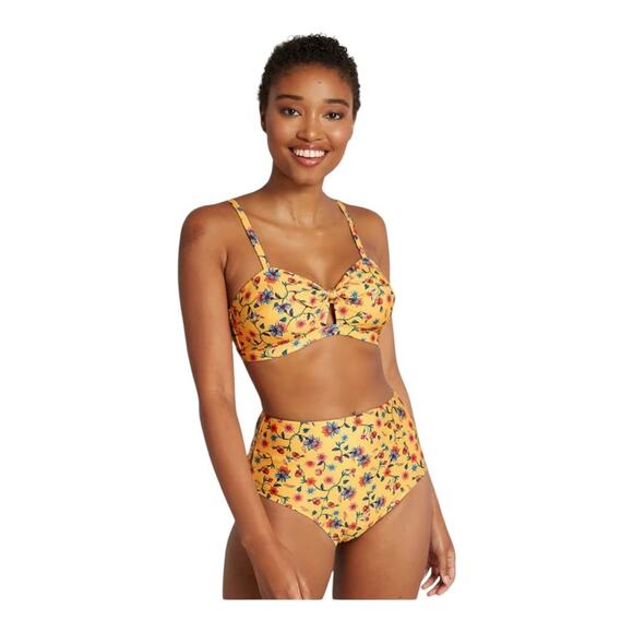 ModCloth NIP Sara Retro Charm Yellow Print High-Waisted Bikini Bottom Size XL - Picture 13 of 14